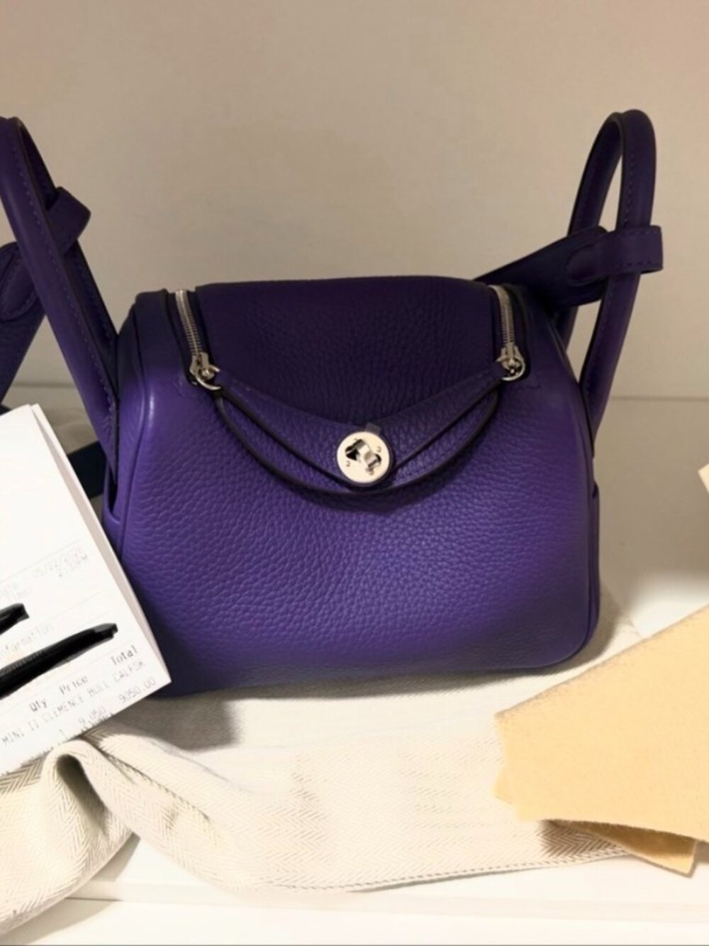 Hermès Mini Lindy II Clemence Leather X3 Purple Palladium HW — New/Unused